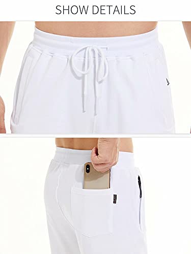 Yundobop Mens Shorts Casual Cotton Drawstring Elastic Waist Athletic Shorts with Zipper Pockets White 34 | The Storepaperoomates Retail Market - Fast Affordable Shopping