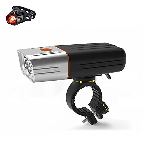 Bike Light USB Rechargeable 8000 Lumens Bright 3 LED Bicycle Lamp 6 Modes Waterproof Front Headlight and Back Taillight with Power Bank Function for Road Kids Adults Mountain Cycling Safety Flashlight