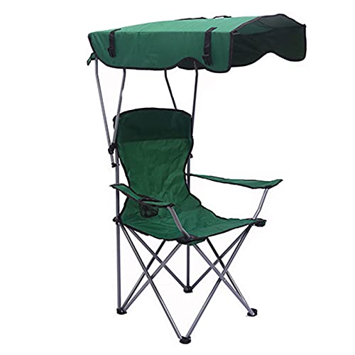 ZHAOJ Camp Chairs with Shade Canopy Chair, Folding Recliner, Adjustable Outdoor Beach Lightweight Sunshade Camping Travel Chairs,Green