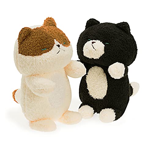 Onsoyours Kitty 11.8” Plush Stuffed Animal Two Pack, Super Soft Plushies with Black Cat and Calico cat, Plush Toy Gifts for Kids or Home Decor (cat)
