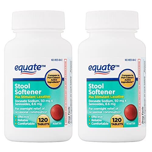 Equate Stool Softener with Stimulant Laxative, 120 Tablets 2 Bottle Bundle