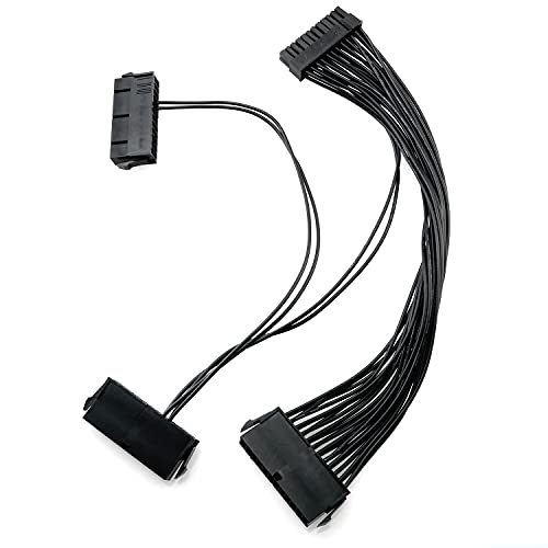 ZRM&E 24 Pin Dual PSU Power Supply Extension Cable 30cm 3 Power Supply 24-Pin ATX Motherboard Adapter Cable Cord