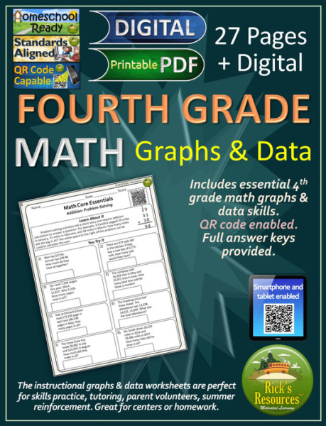 4th Grade Math Graphs and Data Print and Digital Versions