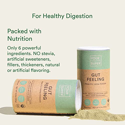 Your Super Gut Feeling Prebiotic Superfood Powder – Organic, Plant Based Prebiotic Powder with Digestive Enzymes and Fiber for Gut Health, Made with Celery and Jerusalem Artichoke (30 Servings) | The Storepaperoomates Retail Market - Fast Affordable Shopping