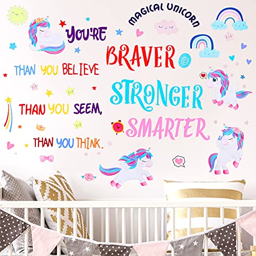 5 Sheets Unicorn Wall Decals Removable Unicorn Wall Stickers Colorful Inspirational Wall Decal Motivational Phrases Sticker for Girls Kids Bedroom Nursery Birthday Party | The Storepaperoomates Retail Market - Fast Affordable Shopping