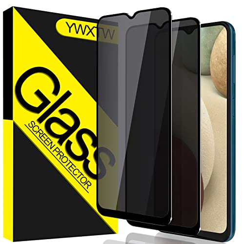 [2 Pack] Galaxy A12 / A13 / A32 5G / A42 5G Privacy Screen Protector, YWXTW Tempered Glass Anti-Spy 9H Hardness Film for Samsung Galaxy A13 & A12 & A32 5G & A42 5G, Case Friendly Bubble Free – Black