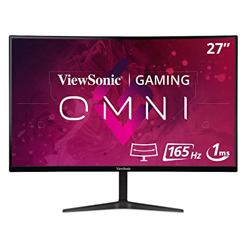 ViewSonic VX2718-2KPC-MHD 27 Inch WQHD 1440p 165Hz 1ms Curved Gaming Monitor with Adaptive-Sync Eye Care HDMI and Display Port (Renewed)