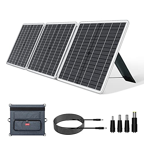 GOFORT 60W 18V Portable Solar Panel, Foldable Solar Charger with USB, 18V DC, QC 3.0 Output, Compatible with Solar Generator Power Station Phones Laptops Tablet for Outdoor RV Van Camping