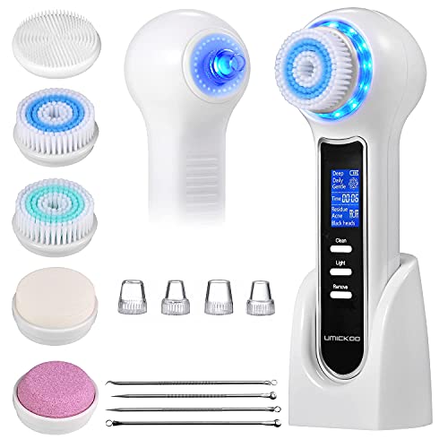 UMICKOO Blackhead Remover Vacuum,Rechargeable Facial Cleansing Brush with LCD Screen,IPX7 Waterproof 3 in 1 Face Scrubber Cleaner for Exfoliating, Massaging and Deep Pore Cleansing