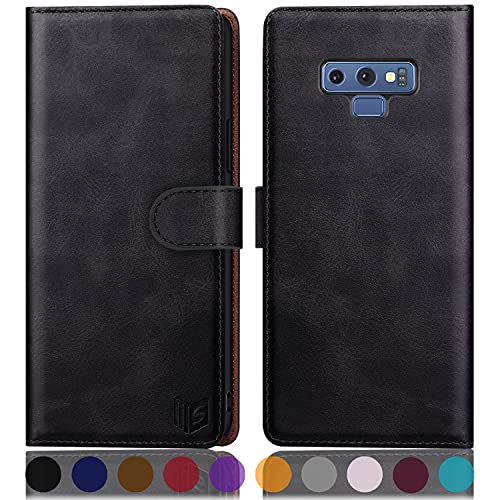 SUANPOT for Samsung Galaxy Note 9 6.4″ with RFID Blocking Leather Wallet case Credit Card Holder, Flip Folio Book Phone case Cover Purse Poket for Women Men for Samsung Note 9 case Wallet Black