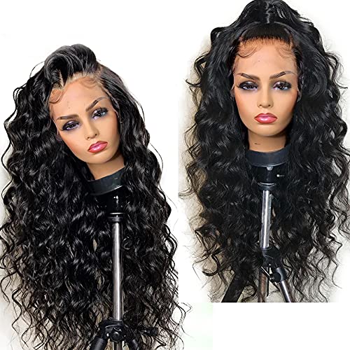 Loose Deep Wave Frontal Wig Human Hair Deep Parting 13×6 Lace Front Wig Glueless Remy Peruvian PrePlucked And Bleached Knots（22 Inch)