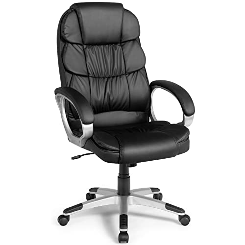 POWERSTONE Home Office Chair Ergonomic Desk Chair High-Back Computer Chair Big & Tall Executive Chair Leather Adjustable Swivel Task Chair with Armrest Black (29″ x 26.5″ x(44.5″-48.5″) 330lbs)