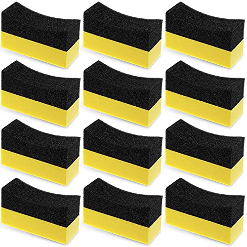 Frienda 12 Pieces Tire Contour Dressing Applicator Pads Color Polishing Sponge Wax Buffing Pads Tire Shine Applicator Pads Cleaning Sponges for Car Glass, Painted Steel, Porcelain and More