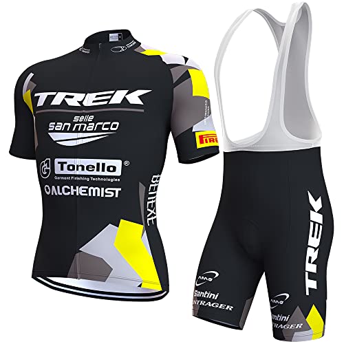 Men’s Cycling Jersey Set Professional Bicycle Team Short Sleeve Breathable Quick-Dry Shirt with 4D Padded Bib Shorts