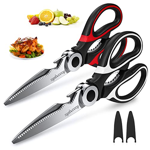 Kitchen Scissor For General Use 2-Packs,Heavy Duty Kitchen Raptor Meat Shears,Dishwasher Safe Cooking Scissors, Stainless Steel Multi-function Scissors For Food,Chicken,Poultry, Fish, Pizza,Herbs