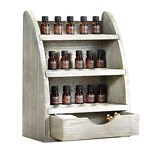 Essential Oil Storage Rack, Wooden Nail Polish Essential Oils Organizer Shelf with 45 Slots Nail Polish Display Holder Fits 10/ 15/ 20/ 30ml Bottles