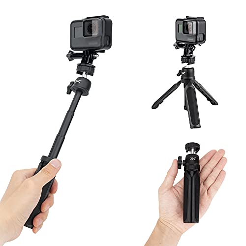 JJC 2 in 1 Selfie Stick Extension Pole and Extendable Mini Tripod for GoPro Hero 11 10 9 8 7 DJI Osmo AKASO Insta360 Action Camera, iPhone Android Samsung Phone, Compact Vlog Camera, Camcorder & More