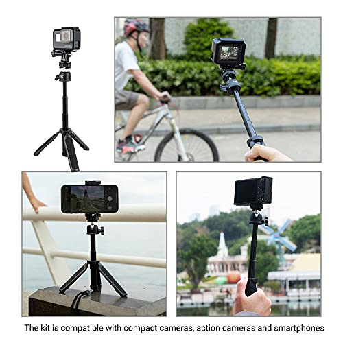 JJC 2 in 1 Selfie Stick Extension Pole and Extendable Mini Tripod for GoPro Hero 11 10 9 8 7 DJI Osmo AKASO Insta360 Action Camera, iPhone Android Samsung Phone, Compact Vlog Camera, Camcorder & More | The Storepaperoomates Retail Market - Fast Affordable Shopping