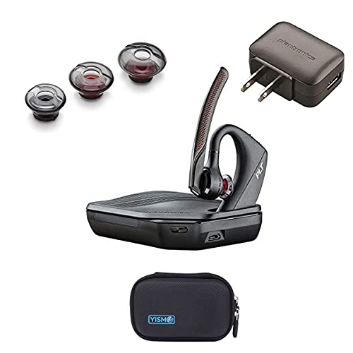 Plantronics 206110-01 (Poly) 5200-UC Bluetooth Headset Bundle. Includes Headset, Charging case, Wall Plug, earpieces and Yismo Water-Resistant Carry case. PC, Mac, Android and Most Software.