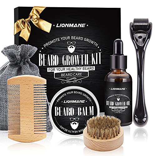 Lionmane Beard Growth Gift Kit, Father’s Day Gifts for Men,Beard Growth Oil,Beard Balm Brush Comb, Stimulate Beard Hair Growth, Men’s Birthday Anniversary Beard Gifts for Husband/Boyfriend/Dad/Him