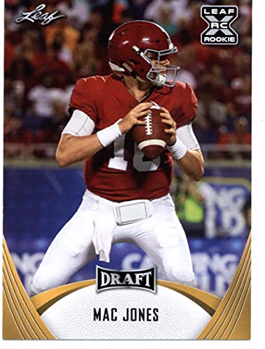 2021 Leaf Draft Gold #6 Mac Jones Alabama Crimson Tide XRC (New England Patriots) (RC – Rookie Card) NFL Football Card NM-MT