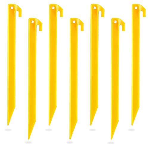 24 Pieces Plastic Tent Stakes Heavy Duty Beach Tent Pegs Canopy Stakes Spike Hook Awning Camping Caravan Pegs for Camping Outdoor Sand Beach Garden Lawn Stakes (12 Inches)