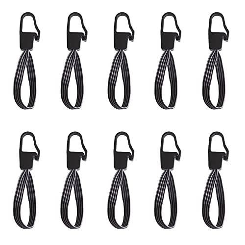 Vincita 10 Pack Bungee Cord with Lockable Hooks Black 0.6″X7″ – Heavy Duty Strapping Tape Hooks – Short RubberTie Downs for Camping, Tent, Pop Up, Tarp, Trucks, Boats (Gray)