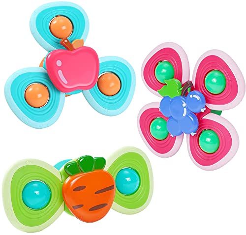 3pcs Fruits Suction Cup Spinning Top Toy, Spin Sucker, Sensory Toys, Safe Interesting Table Sucker Gameplay Early Learner Toys for Kids Girls Boys