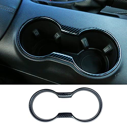 MEEAOTUMO Carbon Fiber Cup Holder Cover Frame Trim Interior Accessories for Ford Mustang 2015-2022