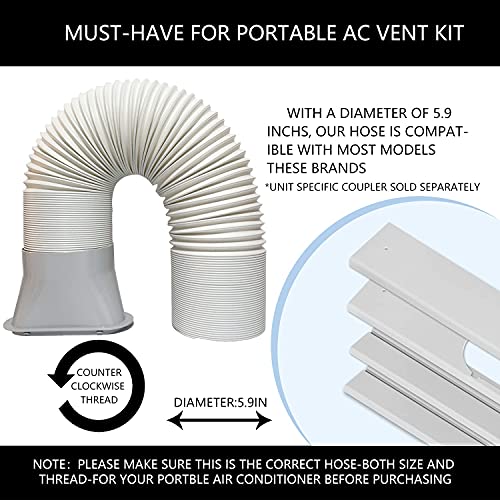 LEZIFU Portable Air Conditioner Window Kit with Hose, Adjustable Window Seal with 5.9 Inch Diameter 59″ Length Hose for Vertical/Horizontal Window Kit | The Storepaperoomates Retail Market - Fast Affordable Shopping
