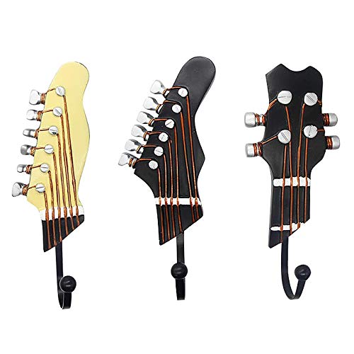 MAIPAY Gifts for Music Lovers, Guitar Music Decor, Music Decorations for Home, Decorative Hooks for Wall Hanging Clothes Coats Towels Keys Hats, Wall Mounted Heavy Duty (3-Pack)