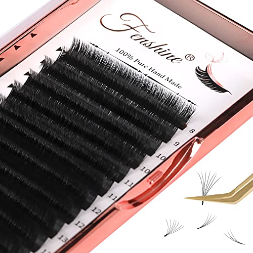 Fenshine Volume Lashes Extensions, 0.07 D Curl 8-15mm Soft Easy Fan Volume Lashes Self Fanning Lashes, 0.05/0.07 C/D Single 8-20mm Mix 8-15 16-23 Automatic Blooming Lashes (8-15mm, 0.07 D)