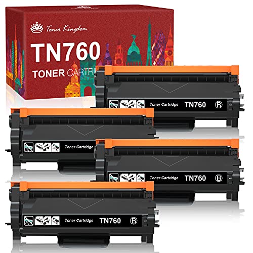 Toner Kingdom TN760 Toner Cartridge Compatible Replacement for Brother TN760 TN-760 TN 760 TN730 Toner for HL-L2350DW HL-L2395DW HL-L2370DW DCP-L2550DW MFC-L2710DW Toner Printer (Black, 4-Pack)