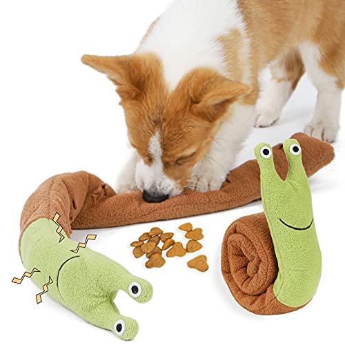 TOTARK Treat Dispensing Snail Snuffle Toys Squeaky Dog Puzzle Birthday Interactive Dog Toy for Foraging Instinct Training, Enrichment Plush Toys Chew Teething Soft Puppy Toy Brain Games for Boredom