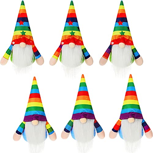 6 Pieces Rainbow Gnome Ornaments Decoration Pride Hanging Gnome Plush Decor Small Size Rainbow Elf Doll Decorations for Home Party Decorations