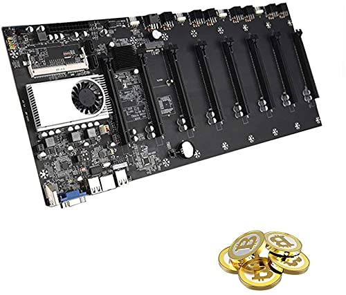CREAMIC BTC-37 Mining Motherboard, Mining Machine Motherboard CPU 8 Video Card Slots DDR3 Memory Integrated, VGA Interface Low Power Consume for Mining Machine
