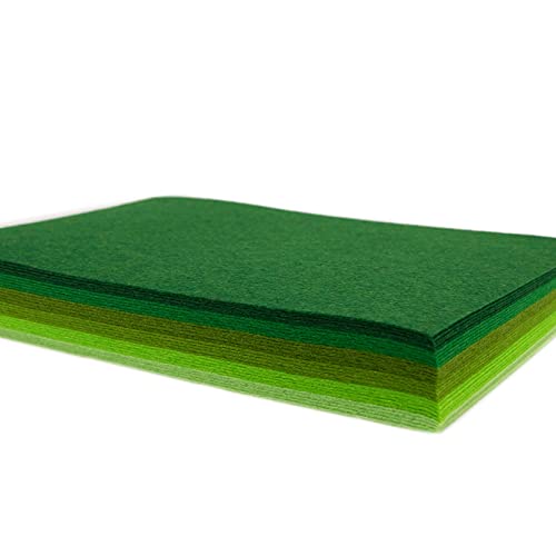 HellooColor 6×5 Pcs Felt Fabric Sheet 8×12 inches Green Series Craft Squares Nonwoven 1mm Thick