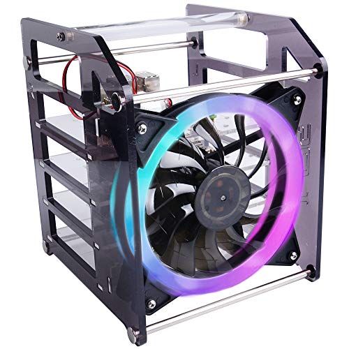 New Raspberry Pi Cluster Case, Raspberry Pi Rack Case Stackable Case with Cooling Fan 120mm RGB LED 5V Fan for Raspberry Pi 4B/3B+/3B/2B/B+ and Jetson Nano (4-Layers)
