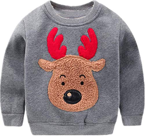 Toddler Boys Christmas Sweatshirts Long Sleeve Pullover Shirts Reindeer Sweaters Xmas Cartoon Tee Sport Tops 4t Gray