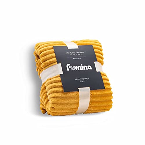Furnina Throw Blankets for Couch,Sofa,Bed – Flannel Fleece Blanket Throw Size (51″x63″) Mustard Yellow- Super Soft Fuzzy Lightweight Blanket Microfiber