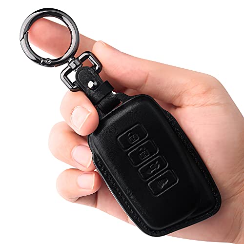 Tukellen for Lexus Leather Key Fob Cover with Keychain Compatible with Lexus RX ES GS LS NX RS GX LX RC LC Smart Key-Black