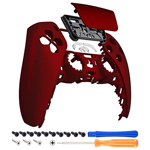 eXtremeRate Scarlet Red Soft Touch Touchpad Front Housing Shell Compatible with ps5 Controller BDM-010 BDM-020 BDM-030, DIY Replacement Shell Custom Touch Pad Cover Compatible with ps5 Controller