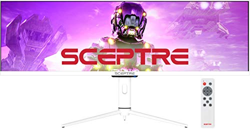 Sceptre IPS 43.8 inch UltraWide 32:9 LED Monitor 3840×1080 up to 120Hz DisplayPort HDMI USB Type-C HDR600 AMD FreeSync Premium Build-in Speakers and remote, Nebula White (E448B-FSN168)