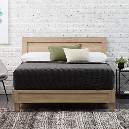 Edenbrook Delta King Bed Frame with Headboard – Wood Platform Bed Frame – Wood Slat Support- No Box Spring Needed – Compatible with All Mattress Types – Golden Maple