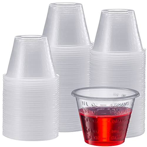 [250 Count – 1 oz.] Plastic Disposable Medicine Measuring Cup for Liquid Medicine, Epoxy, & Pills