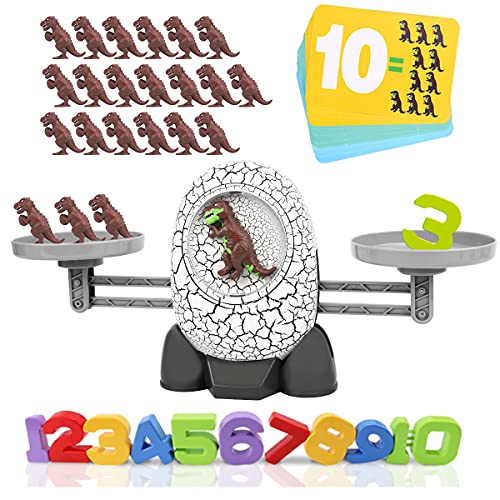 iBigLy Balance Cool Math Game, Dinosaur Educational Math Counting Toy for 3 4 5 Year Old Boys and Girls Preschool Number Learning STEM Toys Math Scale Games Gift