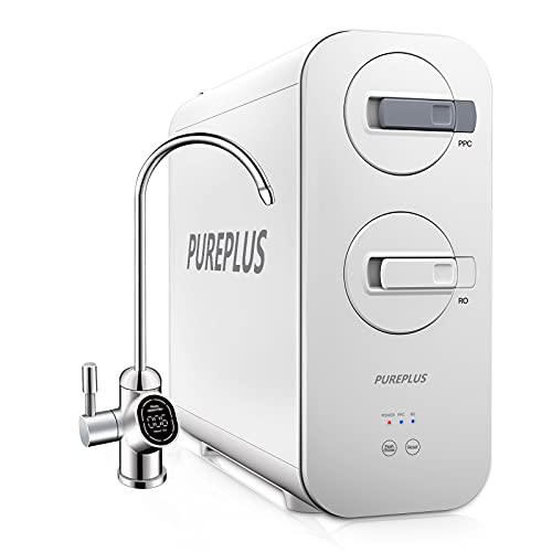 PUREPLUS Tankless Reverse Osmosis Water Filtration System, 600 GPD, 1.5:1 Pure to Drain, TDS Reduction, Smart Faucet, Real Time TDS Reading, NSF/ANSI Standards, USA Tech, RO Filter System Under Sink