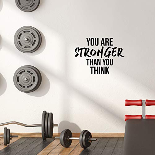Vinyl Wall Art Decal – You are Stronger Than You Think – 16.5″ x 23″ – Trendy Motivational Positive Mind Change Quote Sticker for Gym Crossfit Yoga Fitness Center Dance Studio Office Decor (Black)