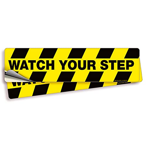 iSYFIX Watch Your Step Floor Decals Stickers – 2 Pack 20×5 Inch – Premium Self-Adhesive Vinyl, Laminated Anti-Slip, Water Resistance, Sticker Indoor & Outdoor