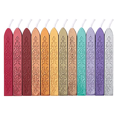 12 Pieces Sealing Wax Sticks with Wicks for Letter Seal Wax Stamp,Wedding Invitations, Packaging Decoration,Christmas Gift Ideas (Color)